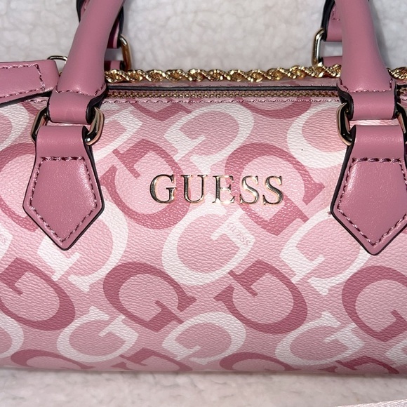 Guess Pink‎ and White Satchel with Gold Accents - Picture 2 of 16